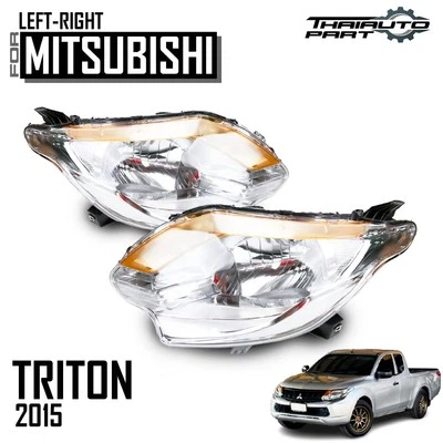 Head Lamp Front Light W/O Bulbs Chrome LR For Mitsubishi Triton L200 MQ 2015-18 - Image 1 of 4