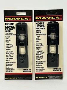 (Qty 2) Vintage NOS MAYES MML5 Plastic Midget Pocket Level 5 Inch Black  🇺🇸 - Picture 1 of 3