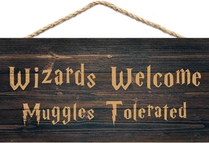 Letrero de madera tolerado de Harry Potter de bienvenida de magos decoración regalo arte de pared 🧙 - Imagen 1 de 5