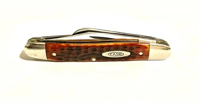 Case XX 6347 HPSSP - 10 Dot / 1970 - 3 Blade Stockman w/ Fiery Red Bone Handles - Image 1 of 4