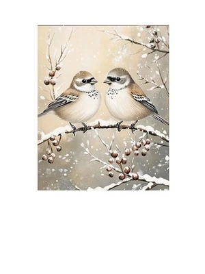 16x20 Cozy Christmas Birds Canvas Wall Art Canvas Print - Image 1 of 4