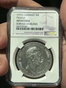 1904-A German States Prussia 5 Mark - NGC AU Details! Rare Coin - Picture 1 of 2