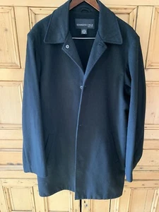 Kenneth Cole Super Soft Black Cashmere Blend Over Coat Mens Large - Picture 1 of 5