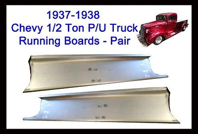 1937 1938 Chevy GMC Pickup Truck 1/2 Ton & Panel Delivery Steel Running Boards - Image 1 of 4