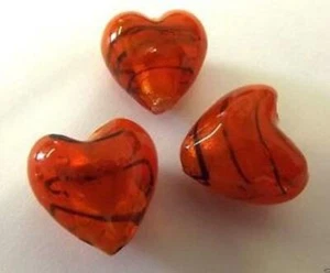 IMPEX TRIMITS DELUXE - HEART ROSE LAMP BEADS - ORANGE - Picture 1 of 1