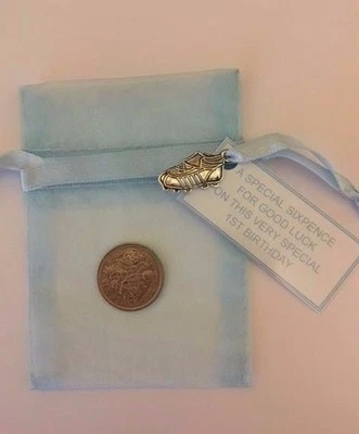 SIXPENCE IN HER SHOW LUCKY SIXPENCE COIN, 1ST BIRTHDAY GIFT, BABY BOY / GIRL FIRST
