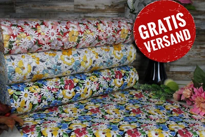 240cm Popeline Baumwolle Stoff Baumwollstoff Meterware Blumen - Bild 1 von 2