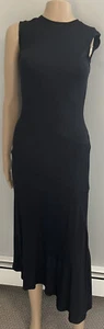 Balmain Sleeveless Bias cut Dark/Navy Black Asymmetric Dress sz XS - Picture 1 of 10