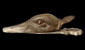 ANTIQUE 1ST EDITION PARIS FIGURAL GLASS EYE DUCK WALL MOUNTED PAPER HOLDER CLIP - Picture 1 of 12