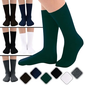 Girls Boys Plain Ankle High Cotton Rich Stretch School Uniform 3 Pairs Socks New - Picture 1 of 17