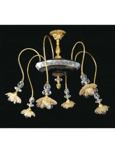 Ceiling Lamp Glass Of Murano And Ceramic - Picture 1 of 2