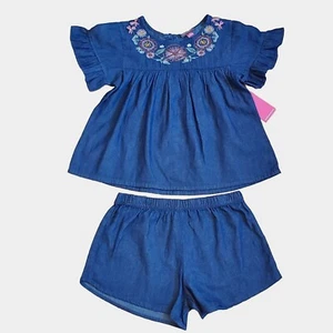 Vince Camuto Little Girls 2-Piece Top And Shorts Set Size 10 Embroidered NWT - Picture 1 of 8