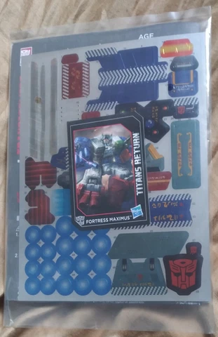 TRANSFORMERS Titans Return FORTRESS MAXIMUS bio card INSTRUCTIONS sticker sheet Cover