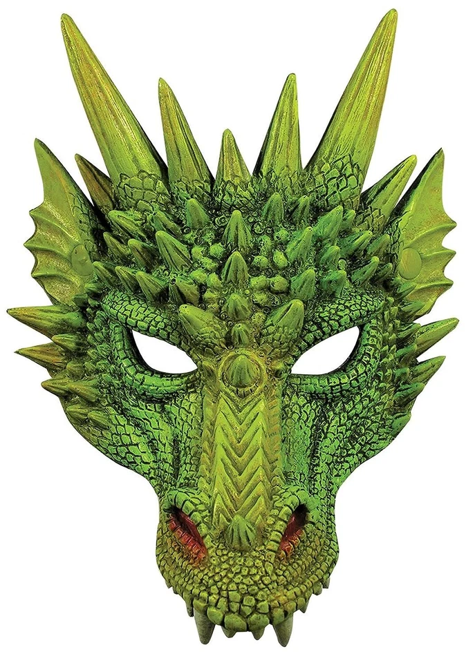 Green Dragon 1/2 Mask Mythical Creature Fancy Dress Halloween Costume Accessory - Image 1 of 1