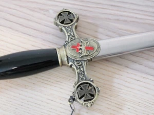 37” Knights Of Templar Crusader Sword Steel Scabbard Ornate Medieval Sharp Black - Picture 1 of 12