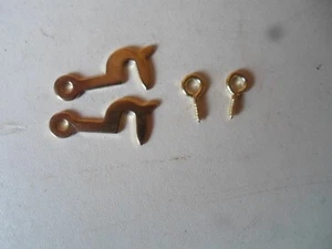 Pair of 3/4" / 19mm or 1" / 25mm Brass Finish Side Hook & Eye Flat Rate Post - Picture 1 of 17