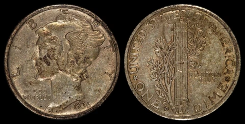 Mercury Dime 1936 D Silver Old Type Coin Obsolete Denver Tone Cover