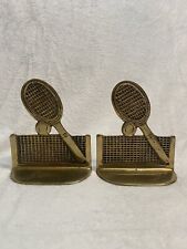 2 Vintage Brass Tennis Bookends Racket High Quality Heavy Tennis Decor Gift