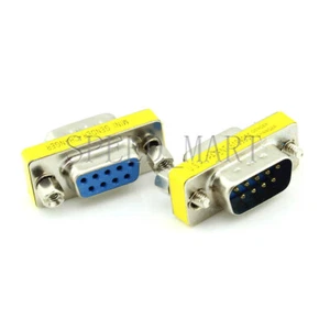 2 X 9 Pin RS232 DB9 Male to Female Serial Cable Gender Changer Coupler Adapter - Picture 1 of 3