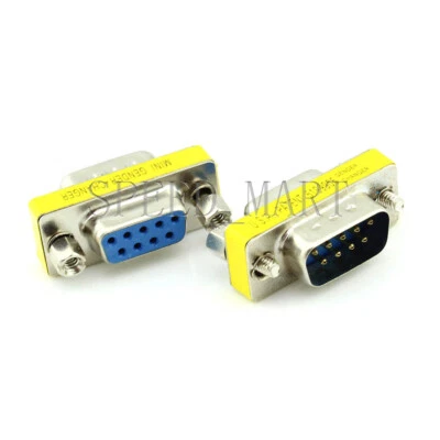 2 X 9 Pin RS232 DB9 Male to Female Serial Cable Gender Changer Coupler Adapter - Image 1 of 3