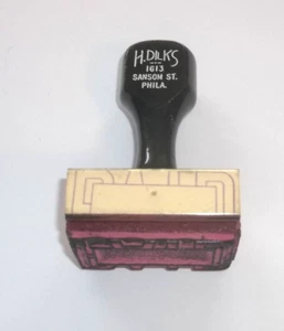 Sello de goma vintage H. DILKS 3" PAGADO Philadelphia PA negocio - Imagen 1 de 3