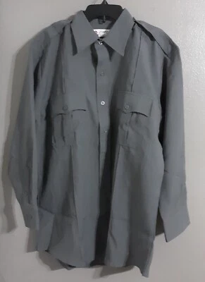 new- MEN'S LIBERTY LONG SLEEVE/ BUTTON DOWN GRAY POLICE SHIRT.SIZE L(16-16.5) - Image 1 of 4