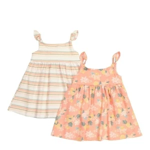 Sigrid Olsen Nuevo 12M Niñas Paquete de 2 Vestidos Babydoll Estampados Florales a Rayas Verano - Imagen 1 de 8