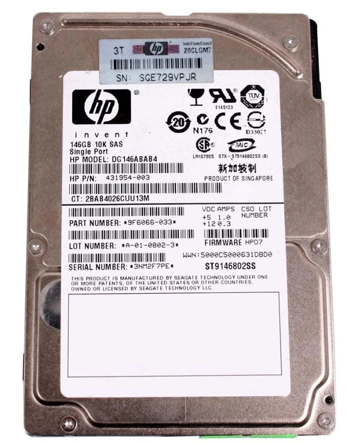 HEWLETT PACKARD - Recertified 2.5" Internal Hard Drive SAS 3Gb/s, 146GB 10K RPM - Image 1 of 1