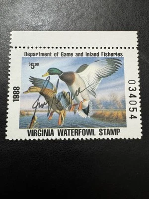 1988 Virginia Duck Stamp, Artist Signed, MNHOG - Image 1 of 2