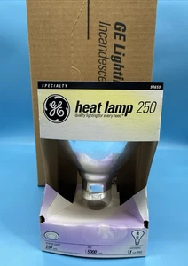 GE Heat Lamp 250W Clear BR40 120V Life 5000 HRS #90659 Case of 6 Bulbs NEW - Picture 1 of 12