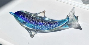 Stunning Blue And Silver Dolphin Glass Orniment - Picture 1 of 4