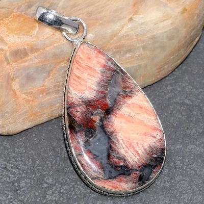 Colgante enchapado en plata 925 jaspe rojo 2,2" menos de 10 dólares regalo GW Foto 1 de 3