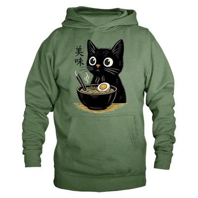 猫拉面日本动漫漫画卡哇伊猫滑稽幽默连帽衫 — 第 1/2 张图片