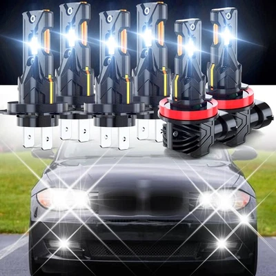 For BMW 125i 128i 135i 2009-2013 Full Front LED Headlight Fog Light Bulbs Kit 6x - Image 1 of 4