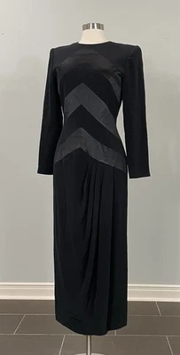 Vintage Bill Blass Evening Black Long Sleeve Gown - Size 8 - Image 1 of 4