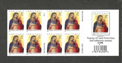 #3879a 37c MADONNA & CHILD ISSUE BOOKLET OF 20 UNFOLDED - Image 1 of 2