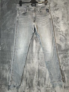 Replay Anbass Jeans Mens W33 L32 Grey Slim Tapered Zip Fly Denim - Picture 1 of 10