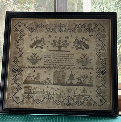 Antique English Needlework Sampler Emma Fairn 1835 - Image 1 of 4