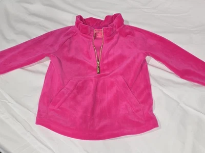 Pullover Lilly Pulitzer Rosa Brillante Terciopelo 1/2 Cremallera Niña Talla XS Excelente Usado en Excelente Condición  Foto 1 de 4