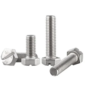 Slotted Hex Head Machine Screws Hexagon Fully Threaded Bolts A2 Stainless Steel - Picture 1 of 7