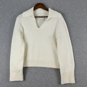 Maglione Abercrombie & Fitch donna X-Small bianco colletto maglia pullover casual accogliente - Foto 1 di 8