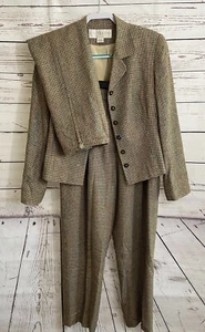 Vtg Doncaster 3 Piece Medium Silk Boucle Tweed Skirt Pants Sz 12 Jacket Sz 10 - Picture 1 of 12