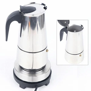 450ml 9 Cups Espresso Maker Stainless Steel Coffee Infusing W/Electric Stove US - Picture 1 of 11
