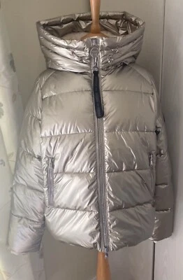 Barbour Ladies International Platinum Matt Axis Quilt Jacket Gold Silver UK 14 - Image 1 of 4