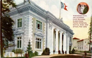 WASHINGTON and CALIFORNIA STATE BUILDINGS Alaska-Yukon-Pacific EXPO Postcard - Picture 1 of 2