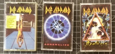 3 DEF LEPPARD Cassettes HIGH 'N' DRY Adrenalize HYSTERIA Tapes BOB LUDWIG - Image 1 of 4