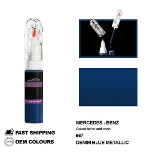 FOR MERCEDES BENZ DENIM BLUE 667 Touch Up Paint Pen Brush Fix Kit Scratch Chip - Picture 1 of 8