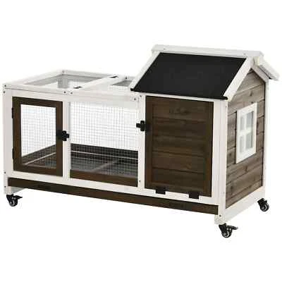 Wooden Rabbit Hutch with Wheels, Guinea Pig Cage, Small Animal House for Pet - Image 1 of 4