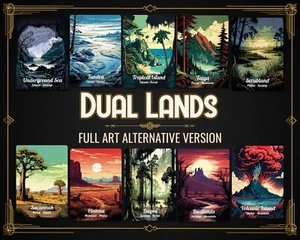 x10 Dual Lands #2 - High Quality Altered Art Custom Cards Full Set - Picture 1 of 12