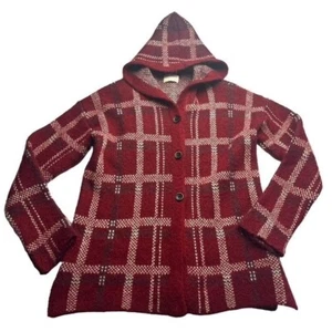 Zara Girls Winter Collection Knitwear Plaid Button Front Hooded Cardigan Size 13 - Picture 1 of 4
